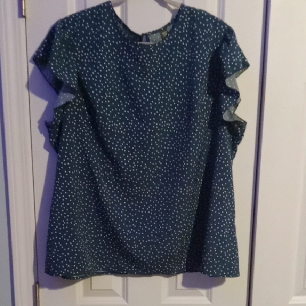 Polka Dot Ruffle Sleeve Blouse